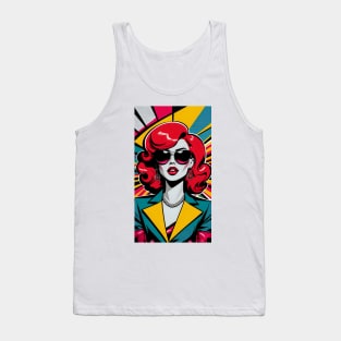 Retro ginger redhead woman pop art Tank Top